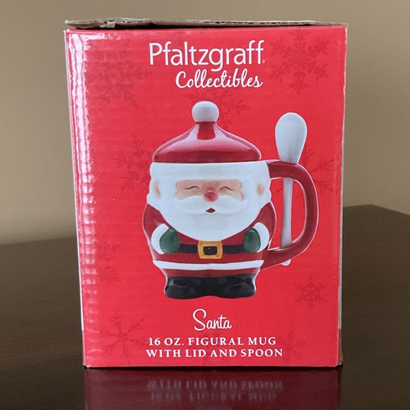 🆕 Pfaltzgraff Collectible Santa 16 oz Mug with Lid and Spoon - Picture 6 of 8